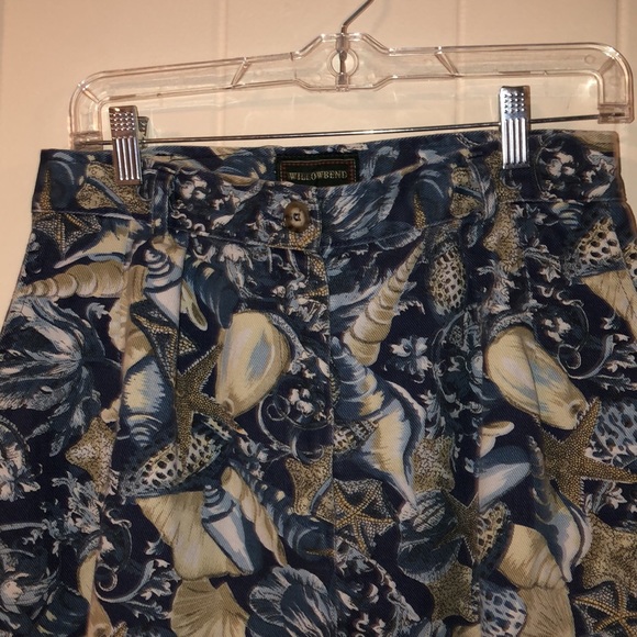 Willowbend Vintage Size 16 Seashell 🐚 Distressed Blue and Cream Skirt - Picture 5 of 8